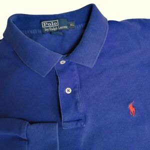 Polo Ralph Lauren‎ Mens XL Long Sleeve Polo Shirt Blue Embroidered Red Pony